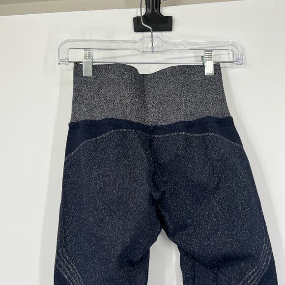 Athleta Twilight 2.0 Cropped Tight Leggings Navy Blue Metallic Glitter Sparkle - Picture 6 of 7